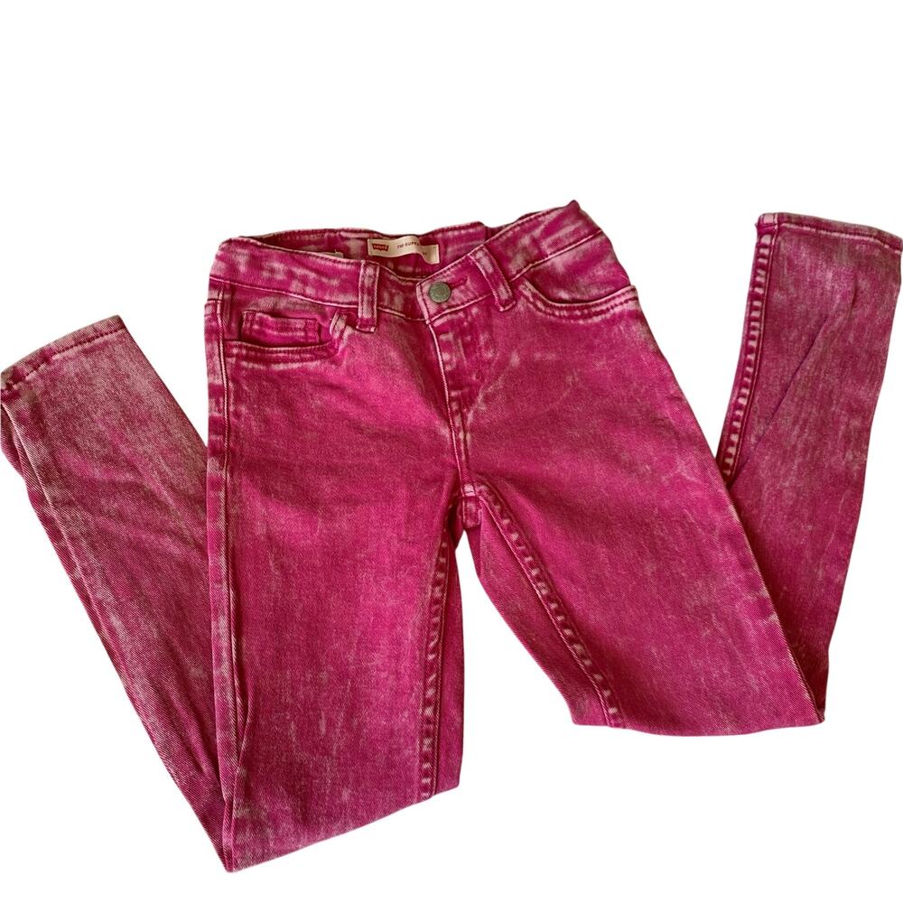 Levi’s 710 Super Skinny Girls Sz 8 Regular Acid Wash Pink Stretch Denim Jeans